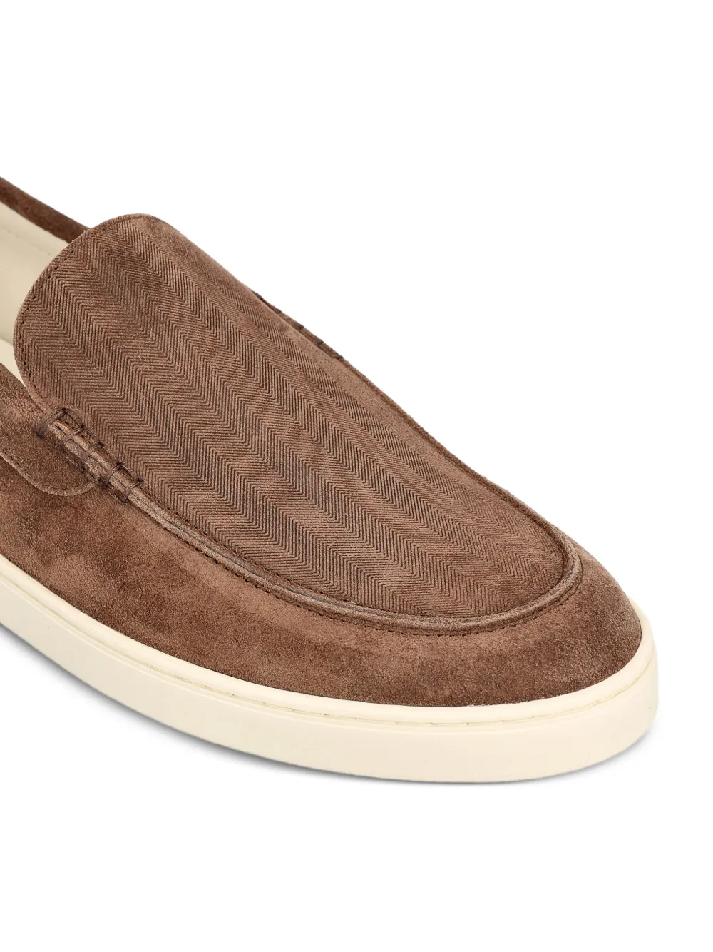 Brunello Cucinelli Suède loafers met logoprint Bruin