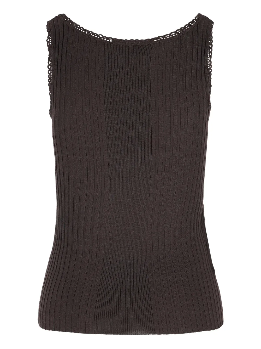 Miu Miu ribbed-knit crocheted-trim top | Vests & Tank Tops | Image 2