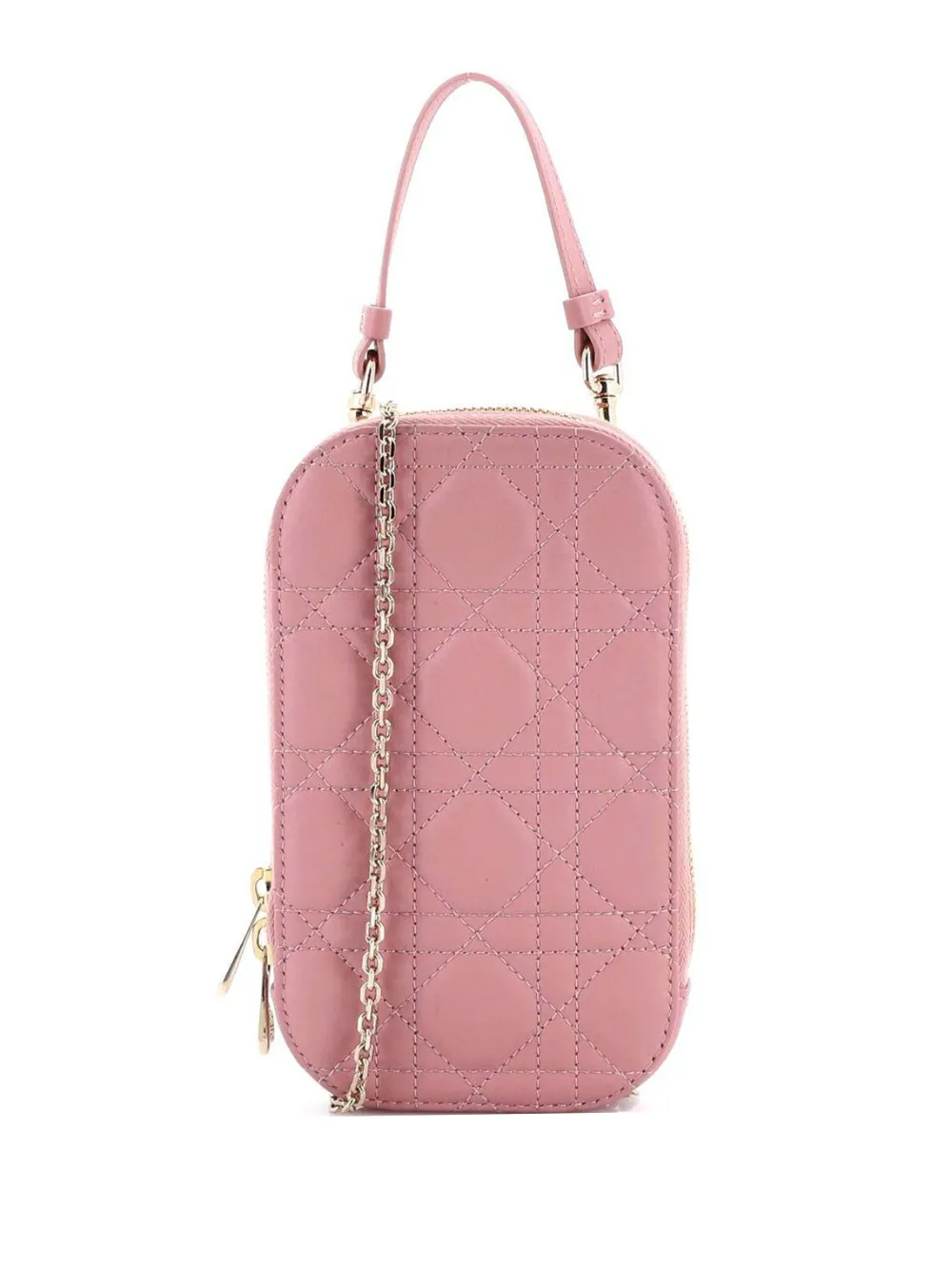 Christian Dior Pre-Owned Lady Dior Phone Holder on Chain Cannage Quilt Lambskin crossbody bag - Rosa