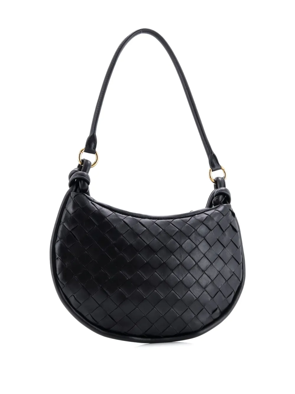 Pre-owned Bottega Veneta Gemelli Intrecciato Leather Small Shoulder Bag In Black