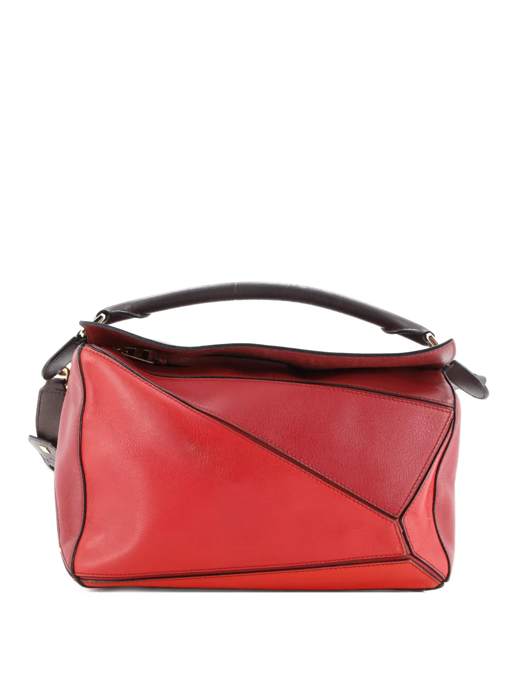 Pre-owned Loewe Puzzle Bag Leather Medium Shoulder Bag In Red