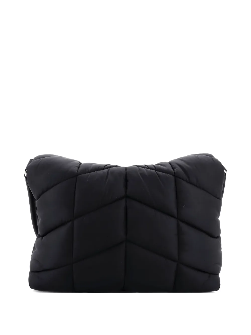 Pre-owned Saint Laurent Loulou Puffer Messenger Bag Quilted Econyl Shoulder Bag In Black