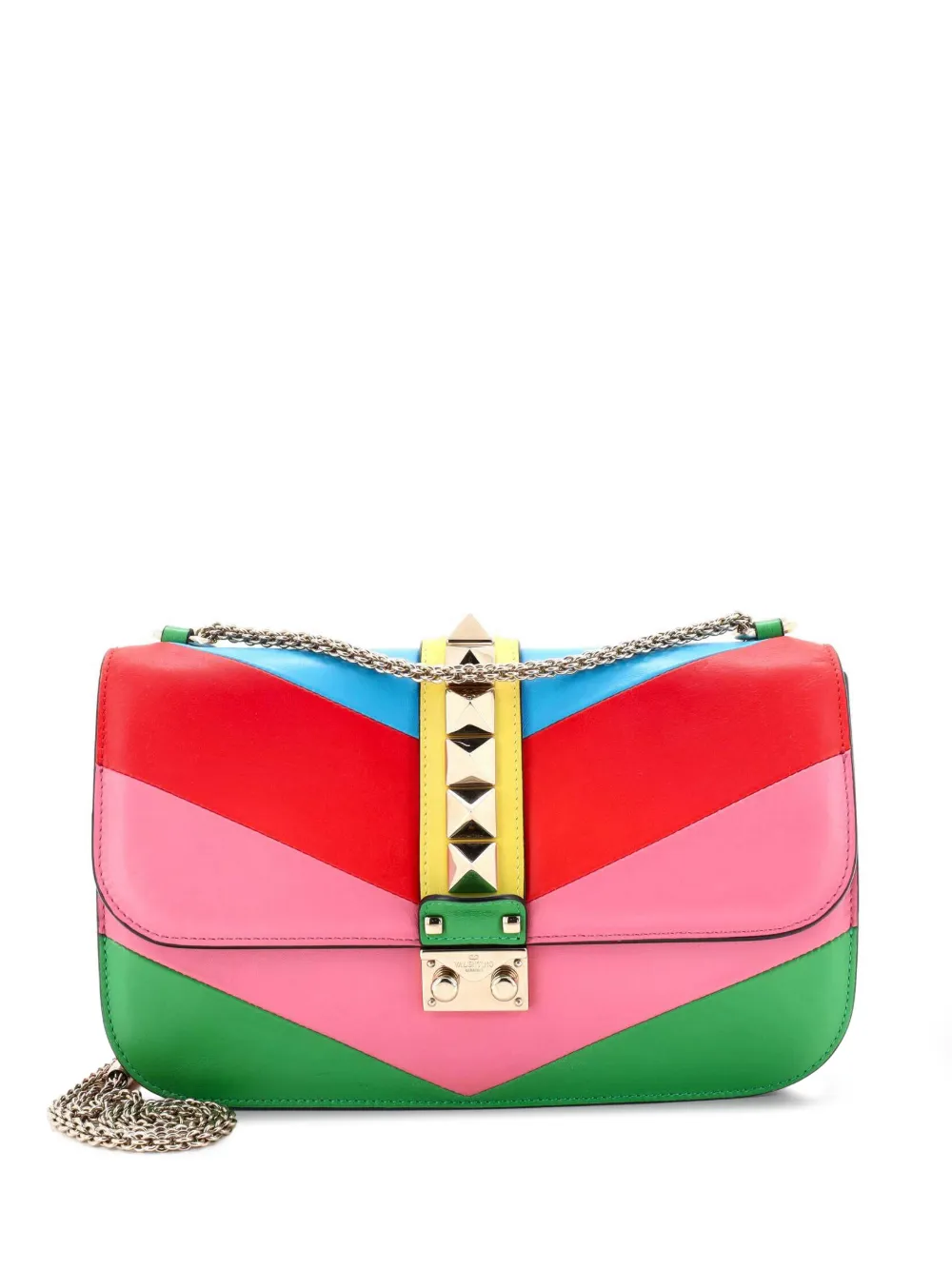 Valentino Garavani Pre-Owned 1973 Glam Lock Striped Leather Medium shoulder bag - Multicolore
