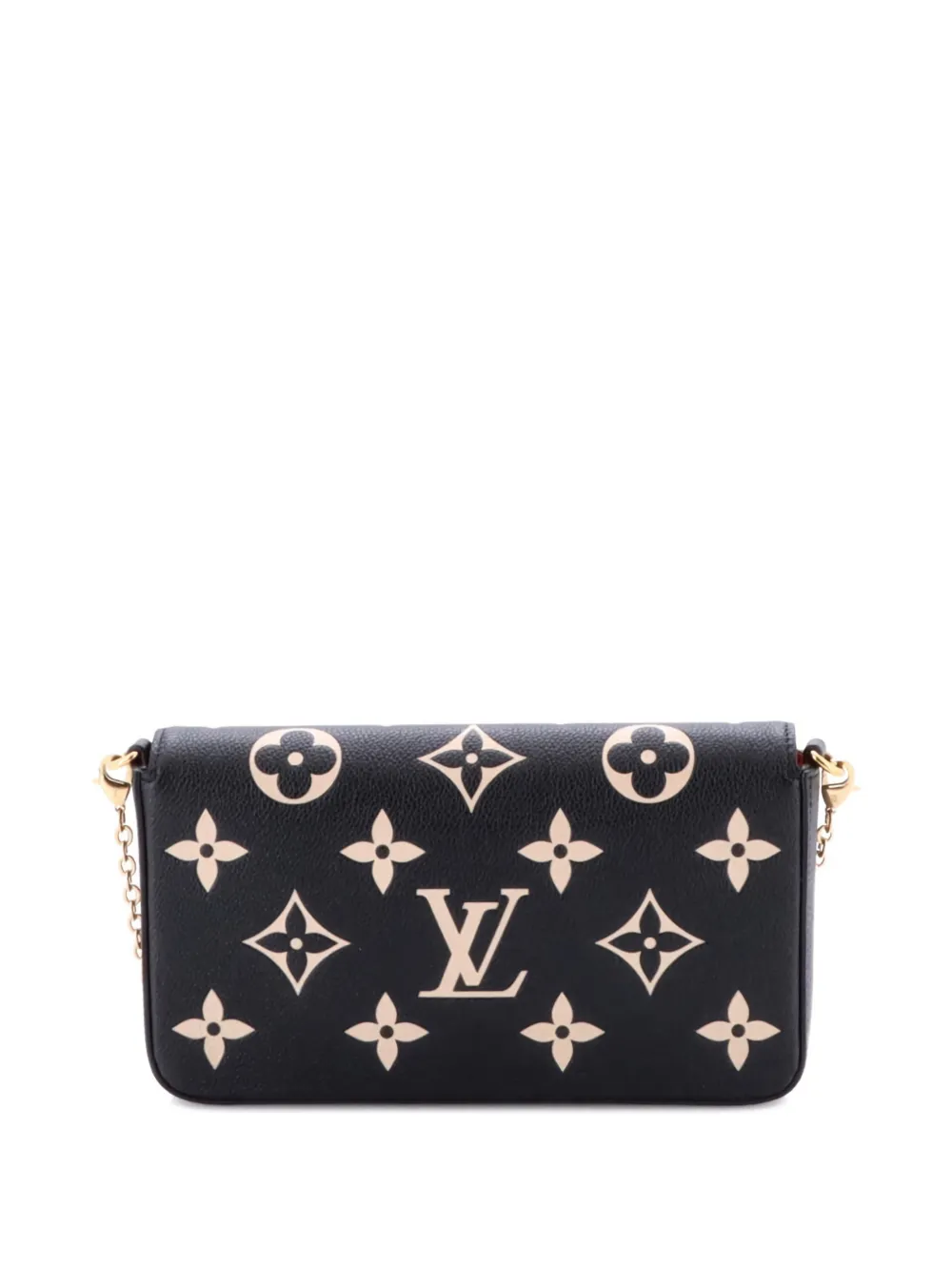 Pre-owned Louis Vuitton Felicie Pochette Bicolor Monogram Empreinte Giant Crossbody Bag In Black