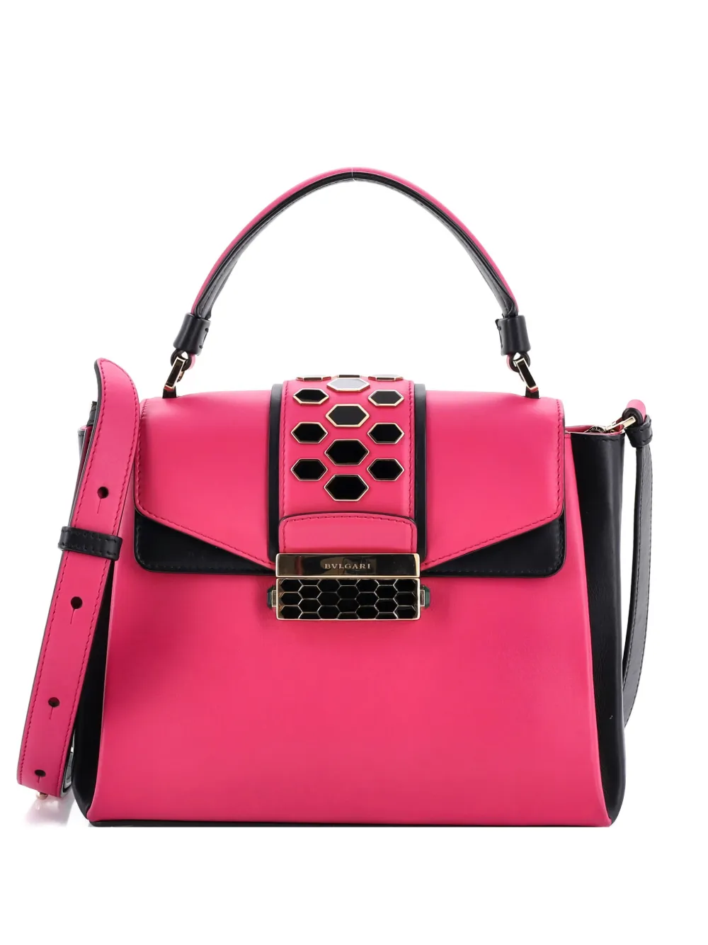 Pre-owned Bvlgari Serpenti Viper Top Handle Bag Leather Small Satchel In Pink