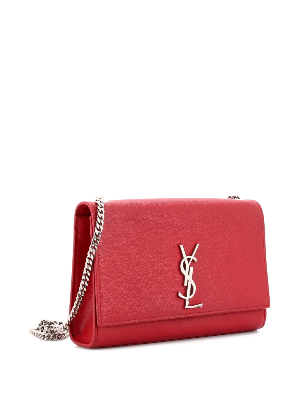 Pre-owned Saint Laurent Classic Monogram Grainy Leather Medium Crossbody Bag In Red