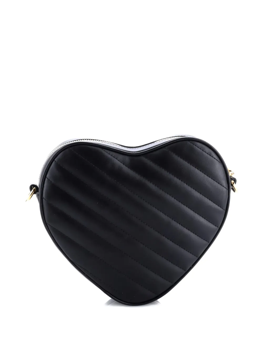 Pre-owned Gucci Interlocking G Heart Diagonal Quilted Leather Mini Shoulder Bag In Black