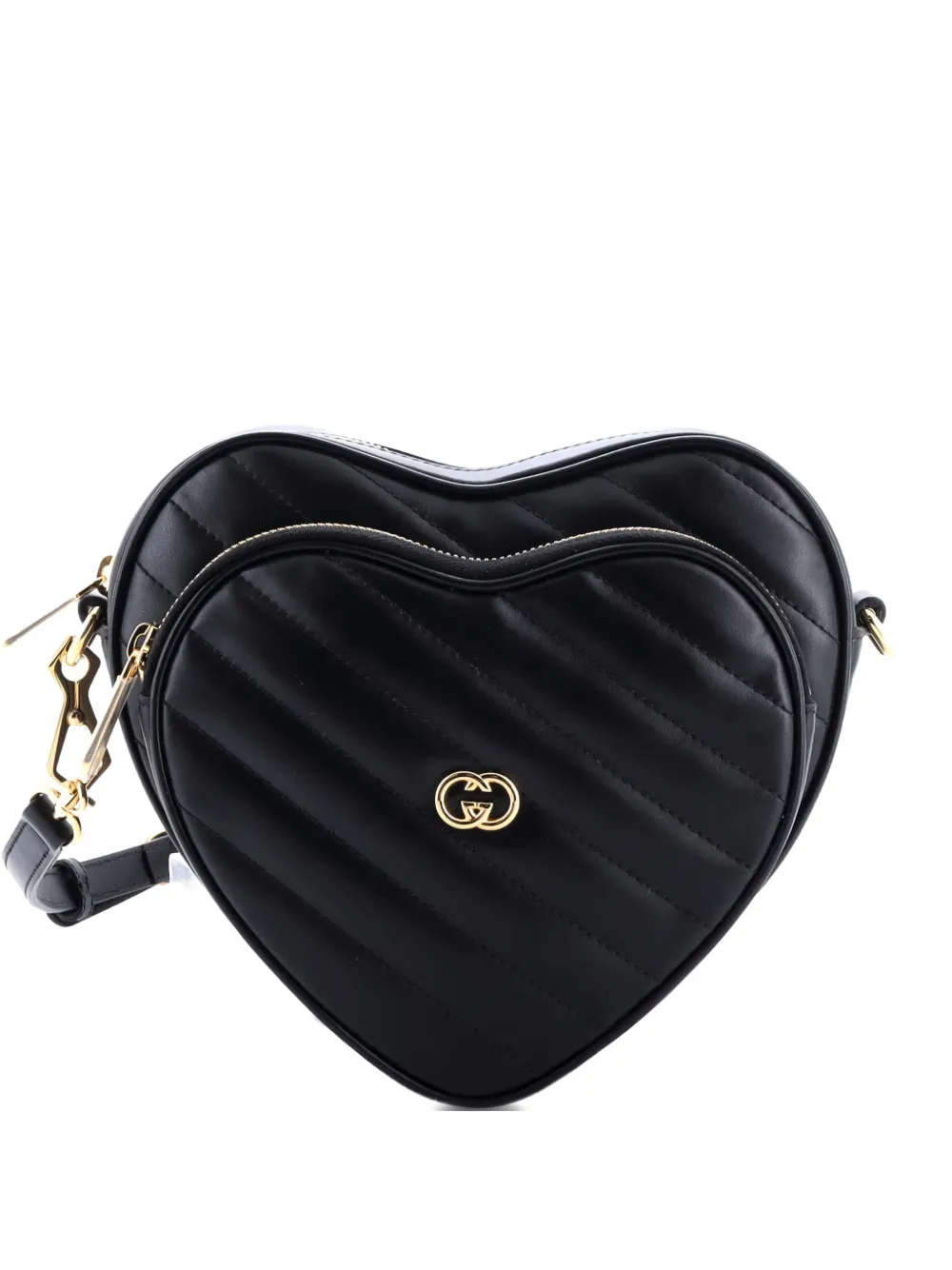 Gucci Pre-Owned Interlocking G Heart Diagonal Quilted Leather Mini shoulder bag - Nero