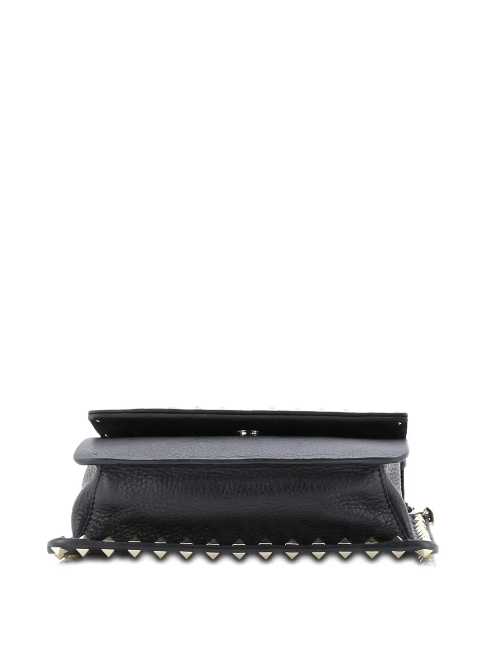 Pre-owned Valentino Garavani Rockstud Front Handle Flap Bag Leather Small Crossbody Bag In Black