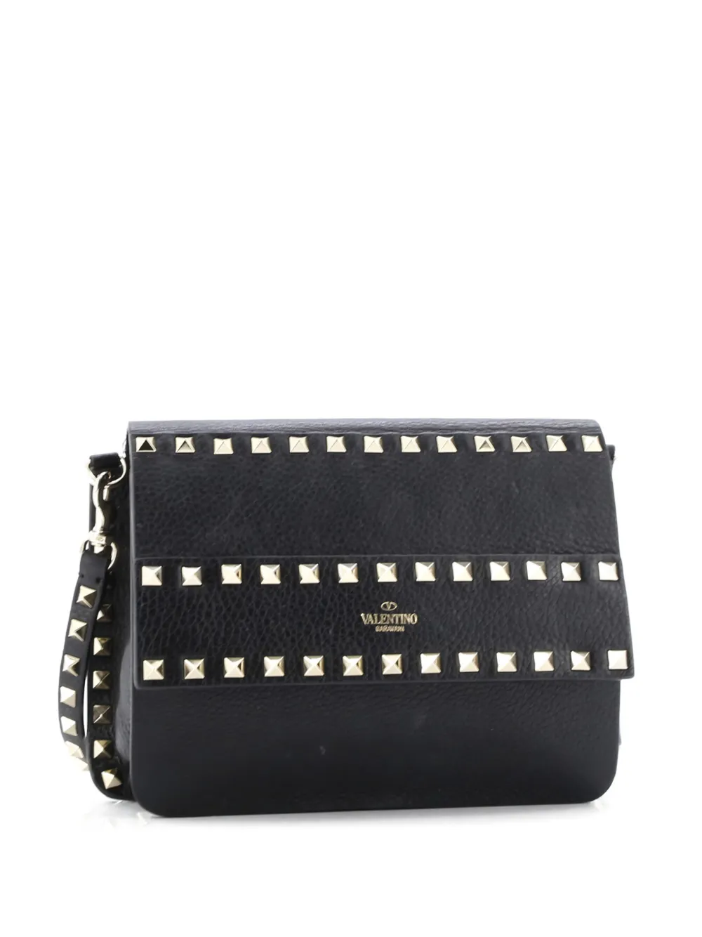 Valentino Garavani Pre-Owned Rockstud Front Handle Flap Bag Leather Small crossbody bag - Nero