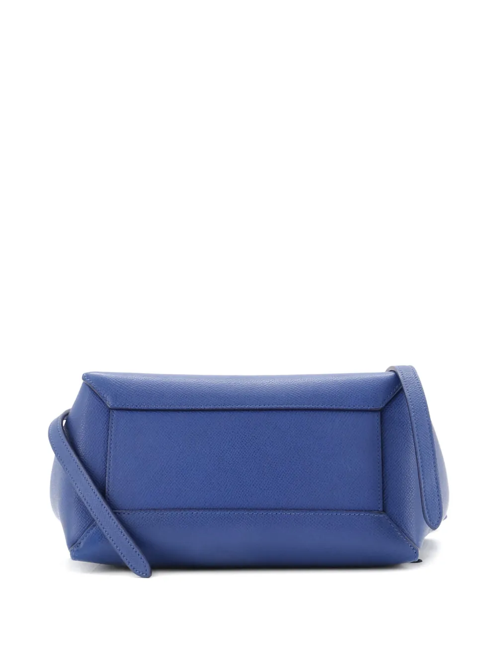 Pre-owned Celine Belt Bag Textured Leather Medium Satchel In Blue