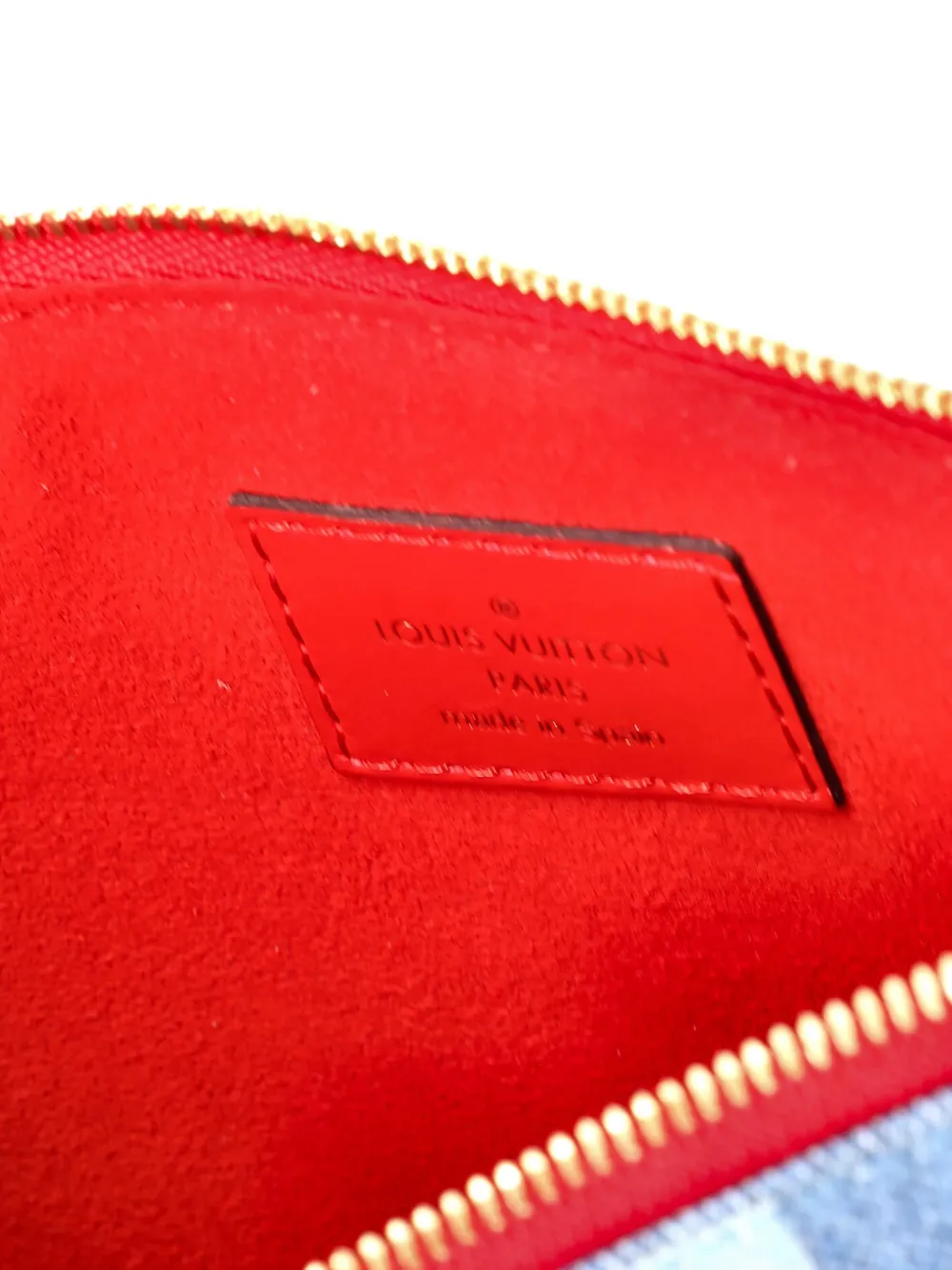 Pre-owned Louis Vuitton City Pouch Damier And Monogram Patchwork Denim Clutch Bag In Blue