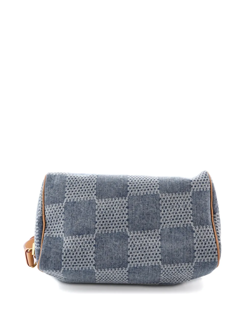 Pre-owned Louis Vuitton Speedy Bandouliere Bag 3d Damier Giant Denim 25 Satchel In Blue