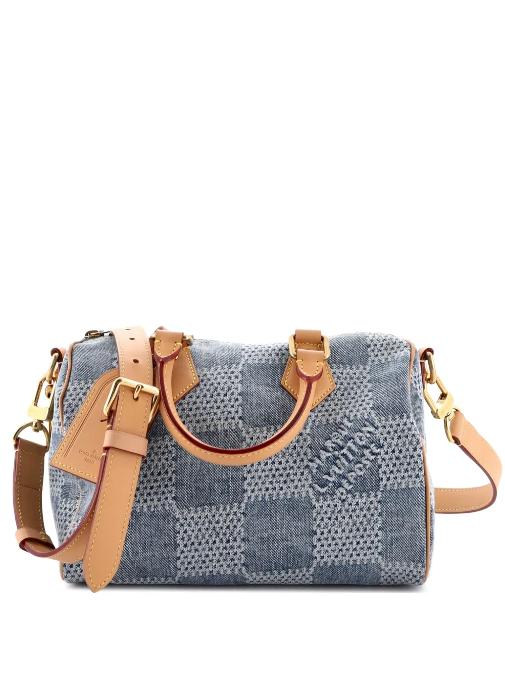 Louis Vuitton Pre-Owned Speedy Bandouliere Bag 3D Damier Giant Denim 25 satchel - Blu