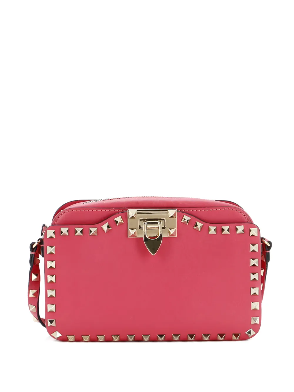 Valentino Garavani Pre-Owned Rockstud Flip Lock Camera Leather crossbody bag - Rosa