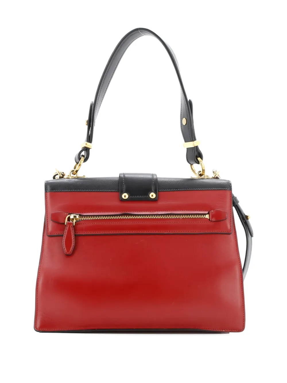 Pre-owned Prada Cahier Convertible City Calf And Saffiano Medium Shoulder Bag In Red
