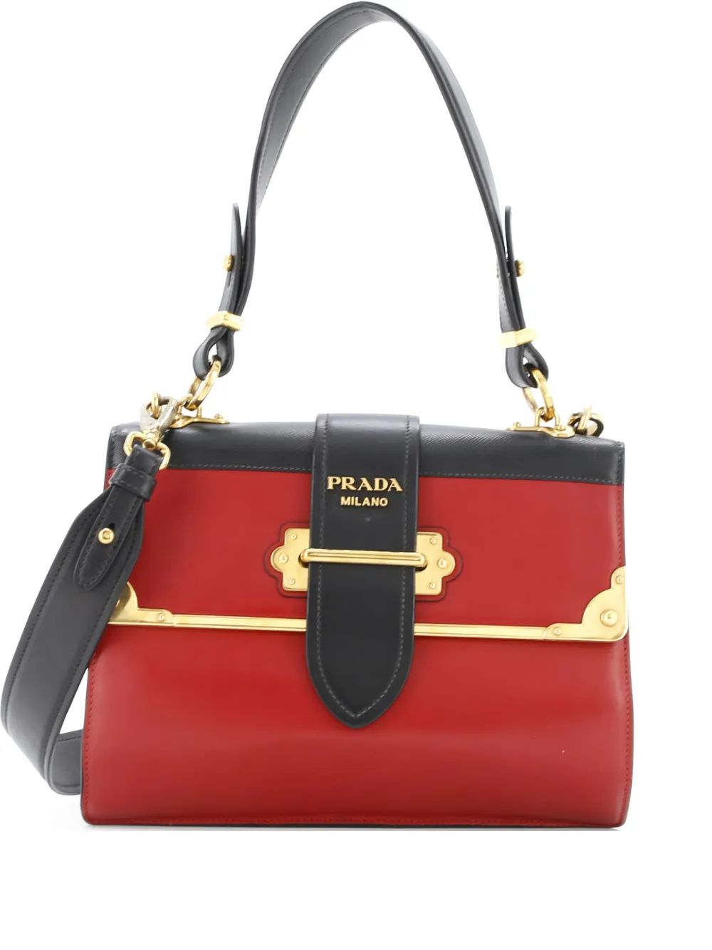 Prada Pre-Owned Cahier Convertible City Calf and Saffiano Medium shoulder bag - Rosso