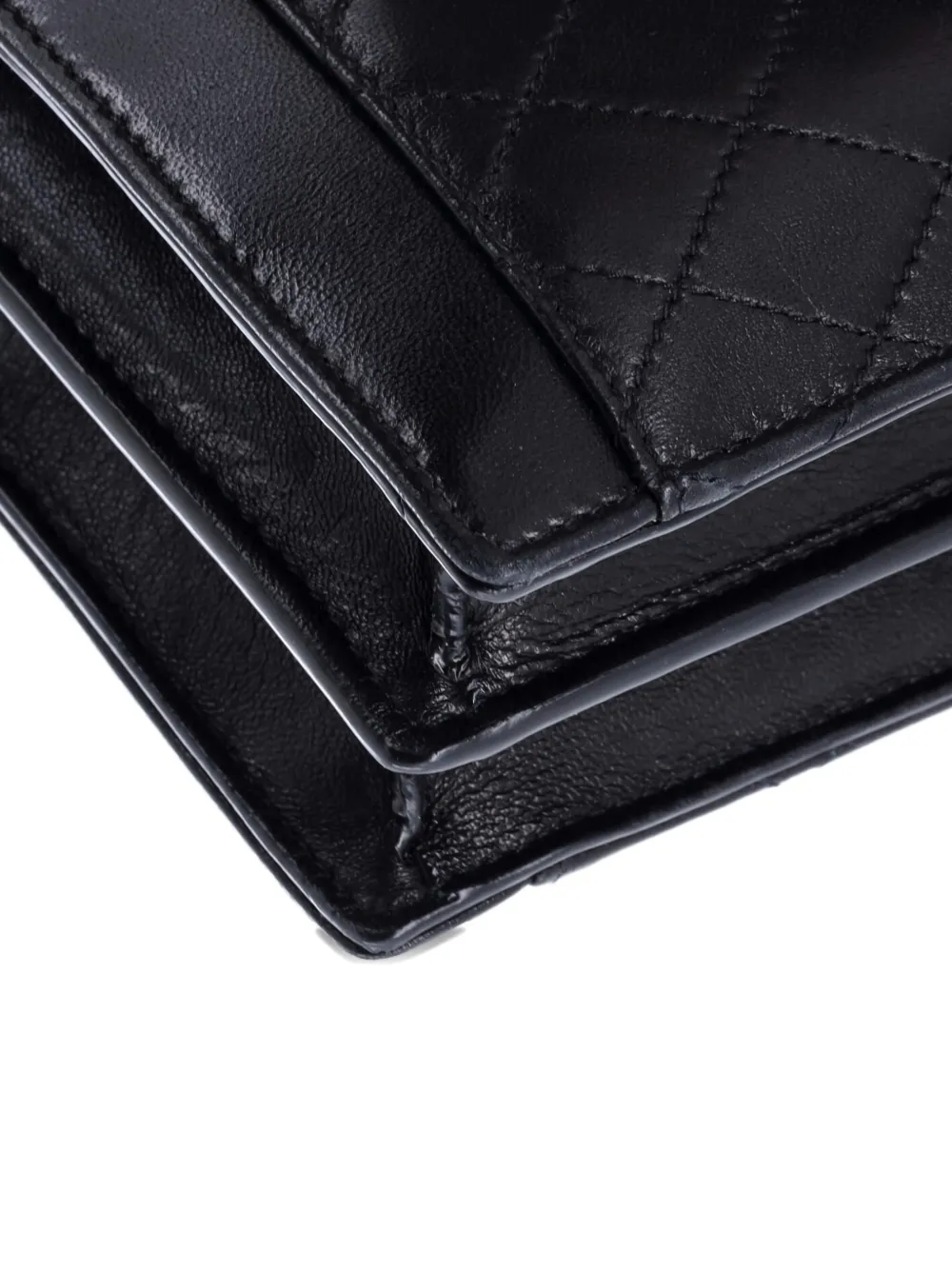 Pre-owned Saint Laurent Gaby Envelope Satchel Quilted Leather Mini Crossbody Bag In Black