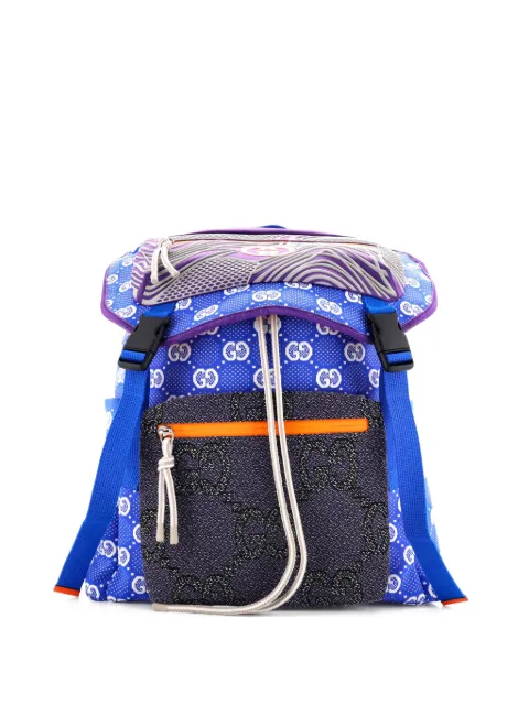 Gucci Pre-Owned Panelled Double Buckle GG Jacquard Nylon and Rubber Large backpack