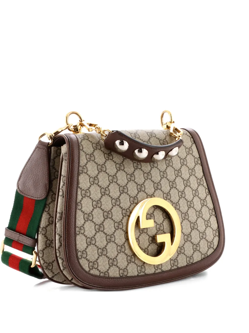 Pre-owned Gucci Blondie Nm Top Handle Bag Gg Coated Canvas Medium Satchel In Brown