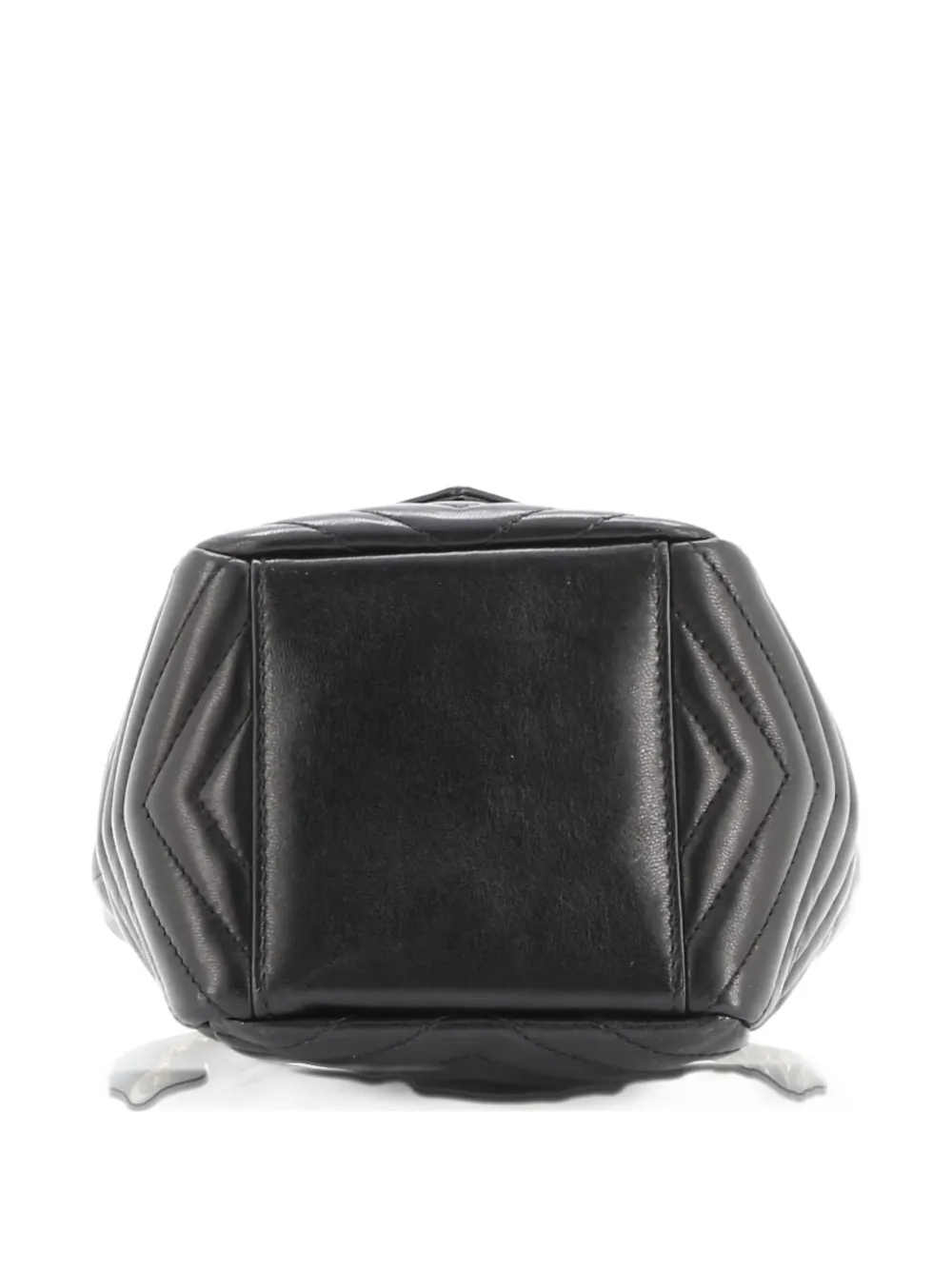 SAINT LAURENT Pre-owned Joe Matelasse Chevron Leather Mini Bucket Bag In Black