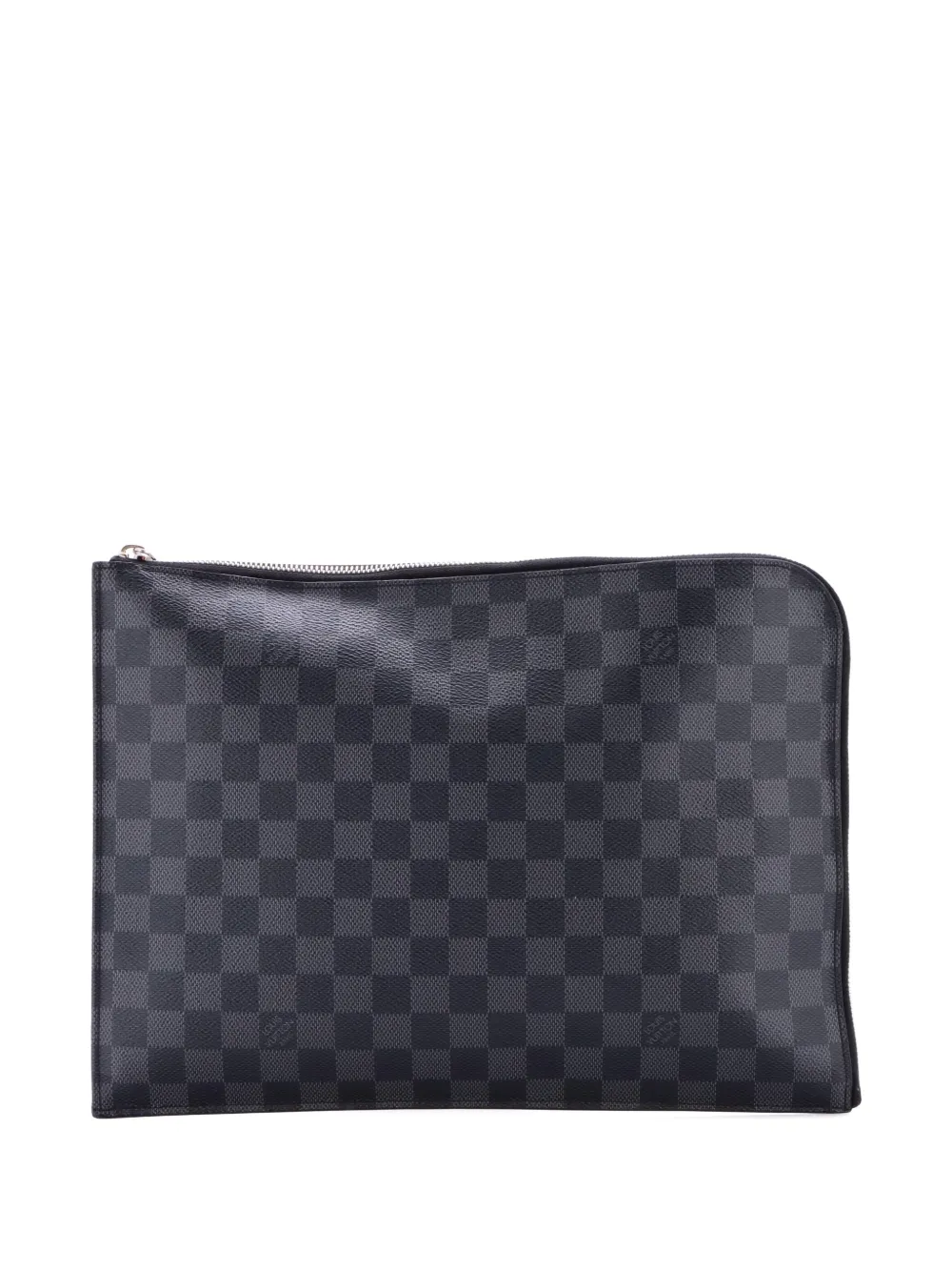 Pre-owned Louis Vuitton Zip Around Pochette Jour Damier Graphite Gm Clutch Bag In Black