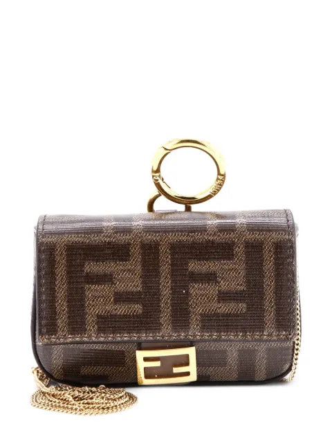 Fendi Pre-Owned Chain Baguette Charm Bag Zucca Coated Canvas Nano crossbody bag