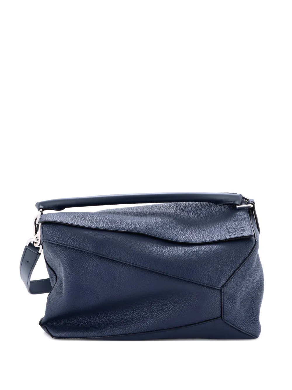 Pre-owned Loewe Puzzle Bag Leather Large Satchel In Blue