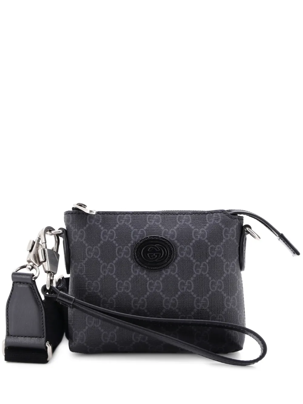Gucci Pre-Owned Interlocking G Patch Wristlet Messenger Bag GG Coated Canvas Mini crossbody bag - Nero