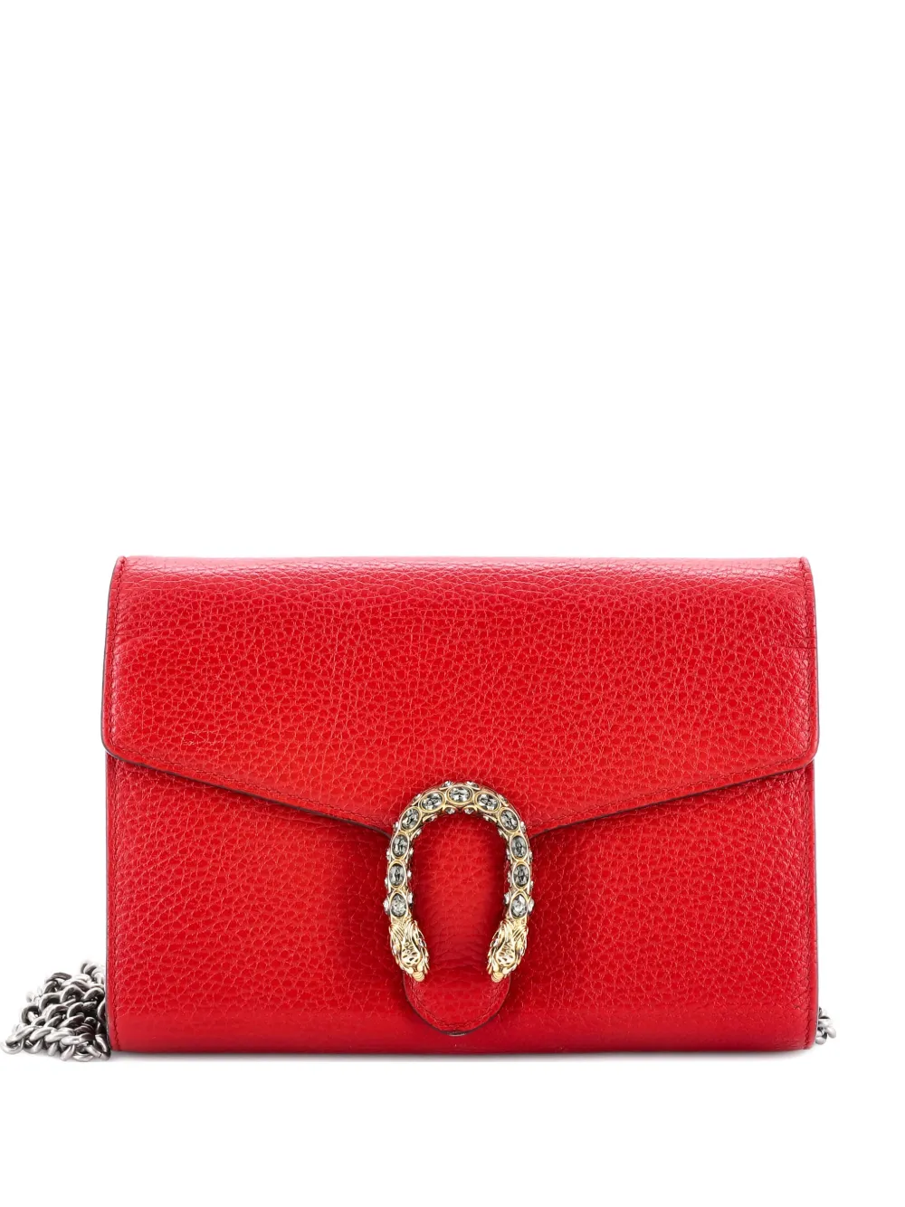 Gucci Pre-Owned Dionysus Chain Wallet Leather with Embellished Detail Small crossbody bag - Rosso