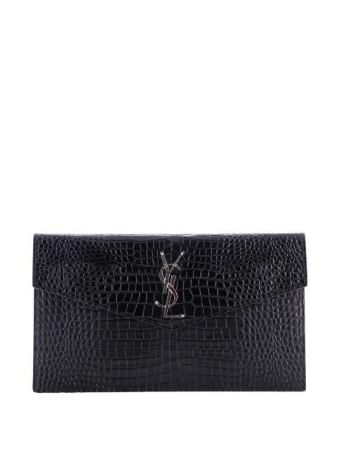 Saint Laurent Pre-Owned Uptown Pouch Crocodile Embossed Leather clutch bag