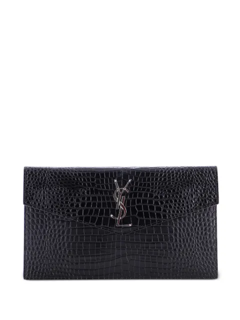 Saint Laurent Pre-Owned Uptown Pouch Crocodile Embossed Leather clutch bag