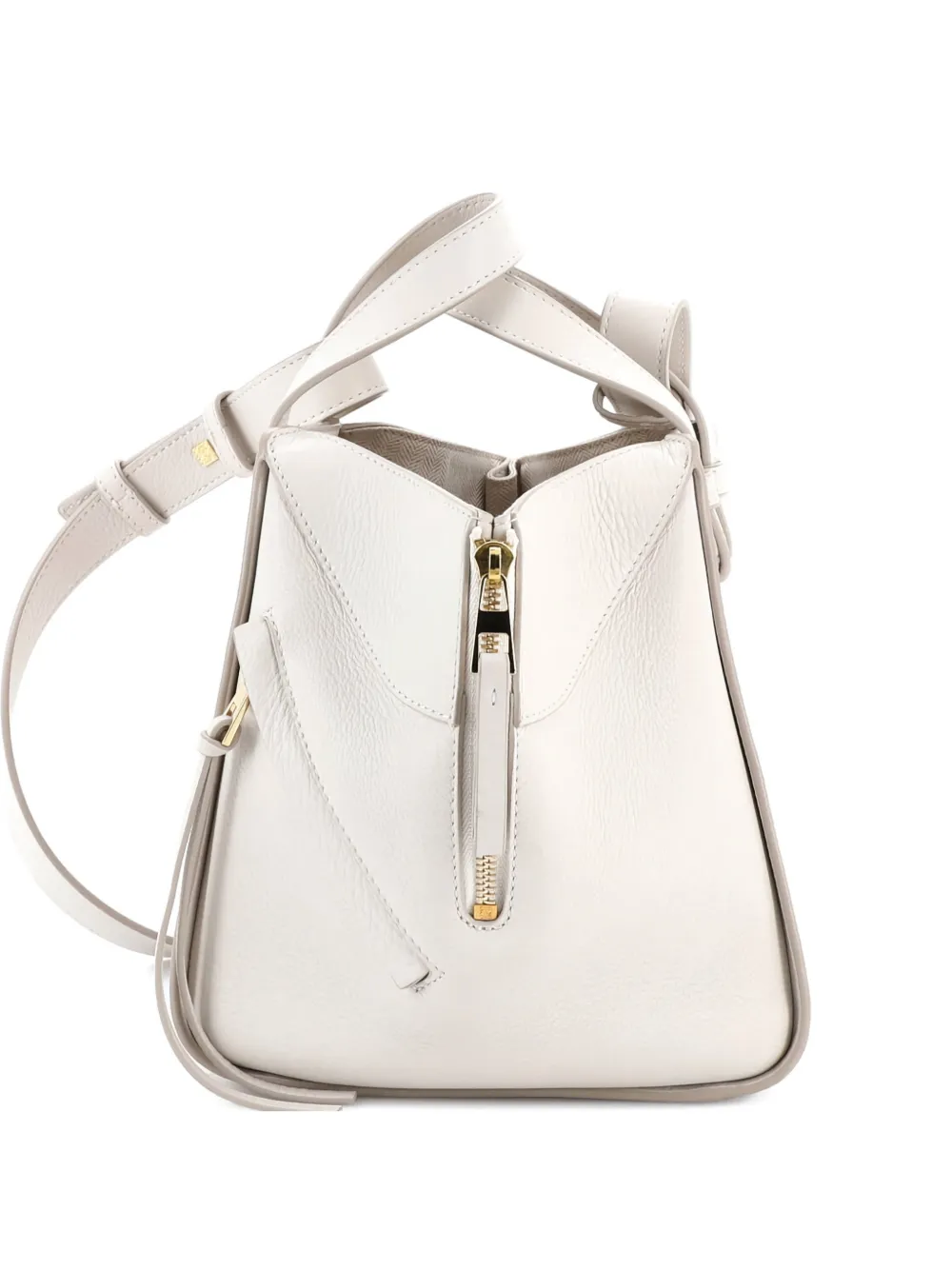 Pre-owned Loewe Maruja Mallo Hammock Bag Printed Leather Small Bucket Bag In White