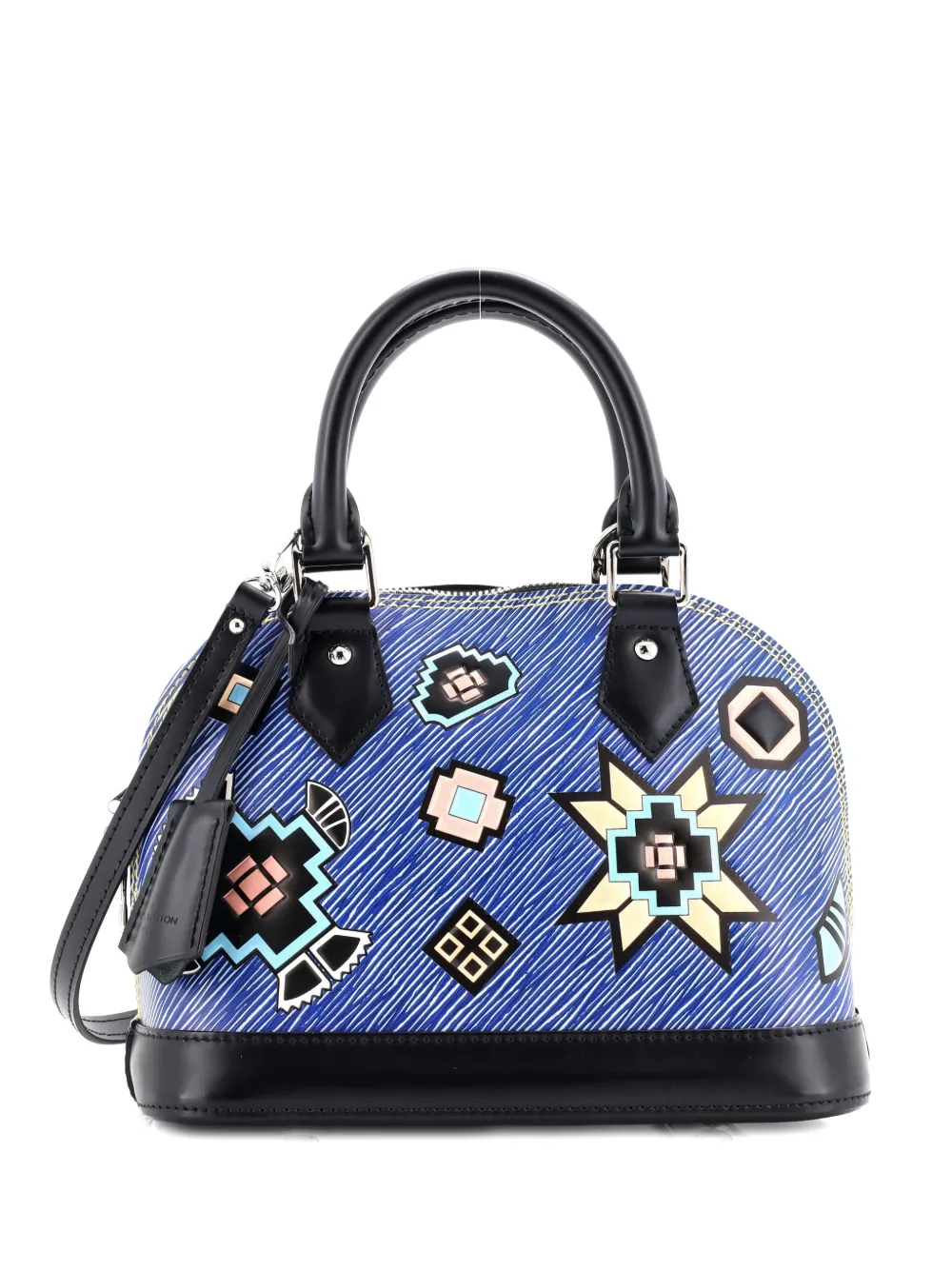 Pre-owned Louis Vuitton Alma Handbag Limited Edition Azteque Epi Leather Bb Satchel In Blue