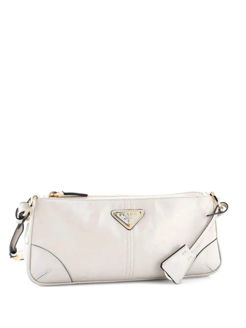 Pre-owned Prada Re-edition 2002 Leather Shoulder Bag In Neutral