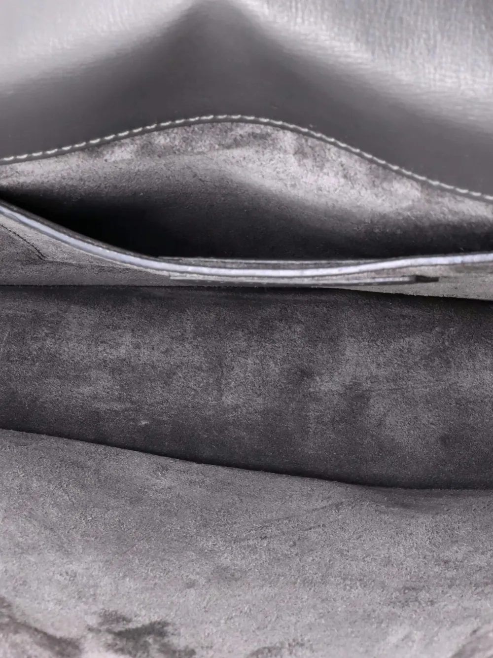 Pre-owned Saint Laurent Sunset Top Handle Leather Medium Shoulder Bag In Gray