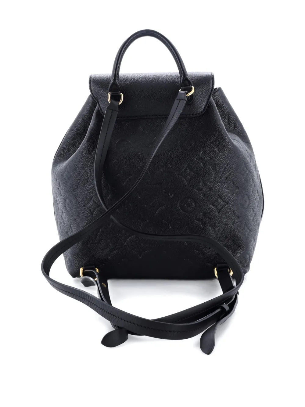 Pre-owned Louis Vuitton Montsouris Nm Monogram Empreinte Leather Pm Backpack In Black