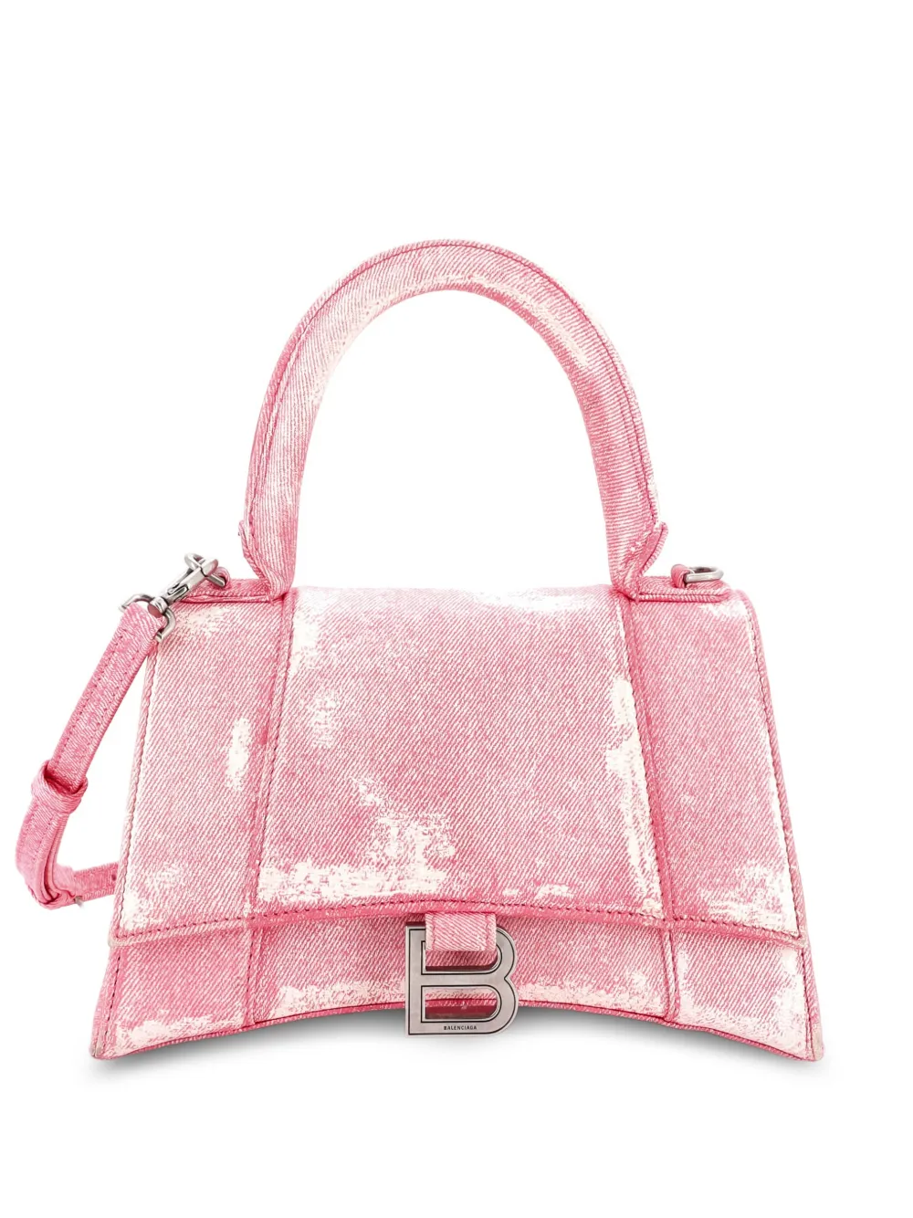 Balenciaga Pre-Owned Hourglass Top Handle Bag Denim Printed Leather Small satchel - Rosa