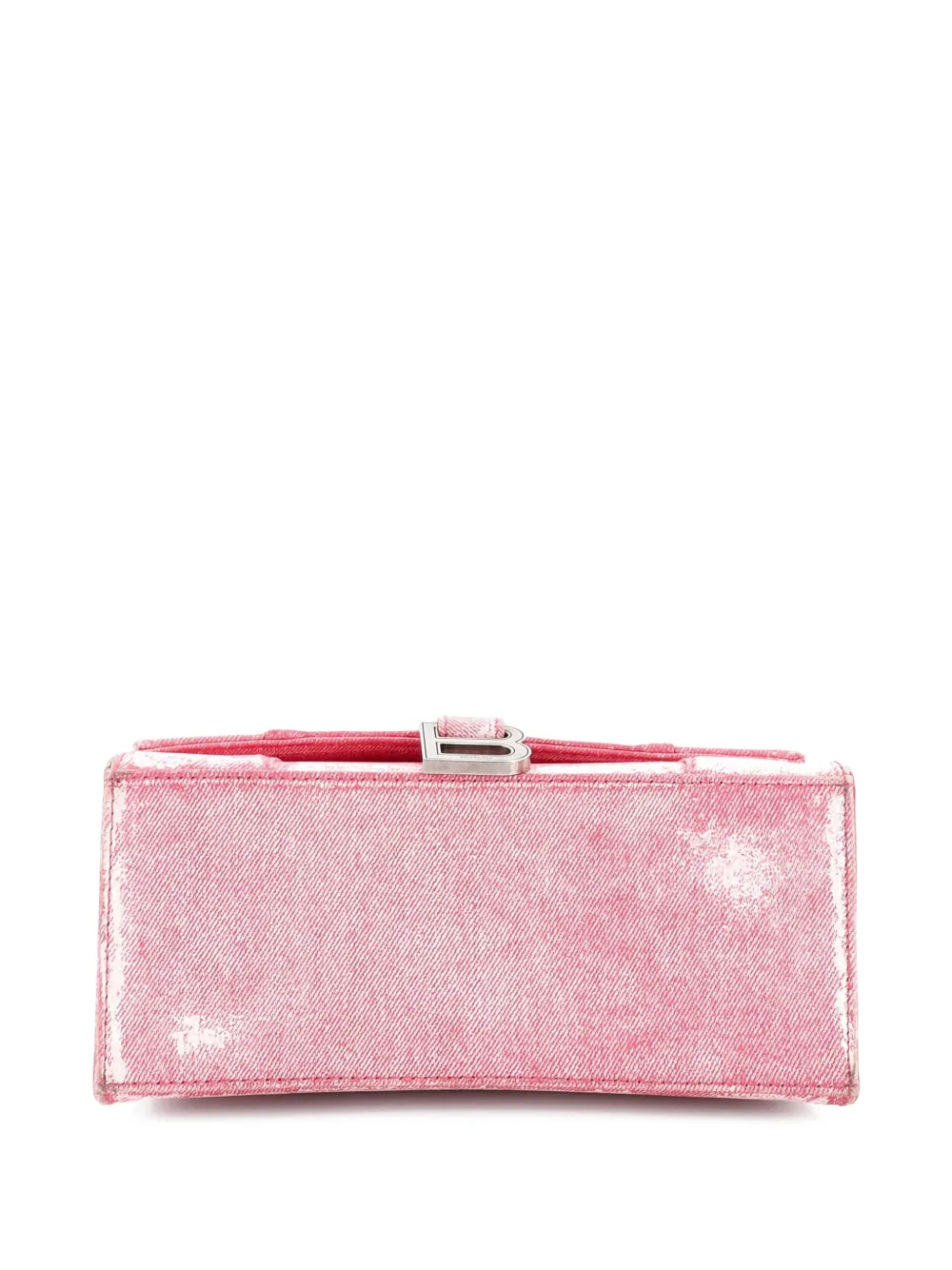  Balenciaga Pre-owned Hourglass Top Handle Bag Denim Printed Leather Small Satchel - Pink 