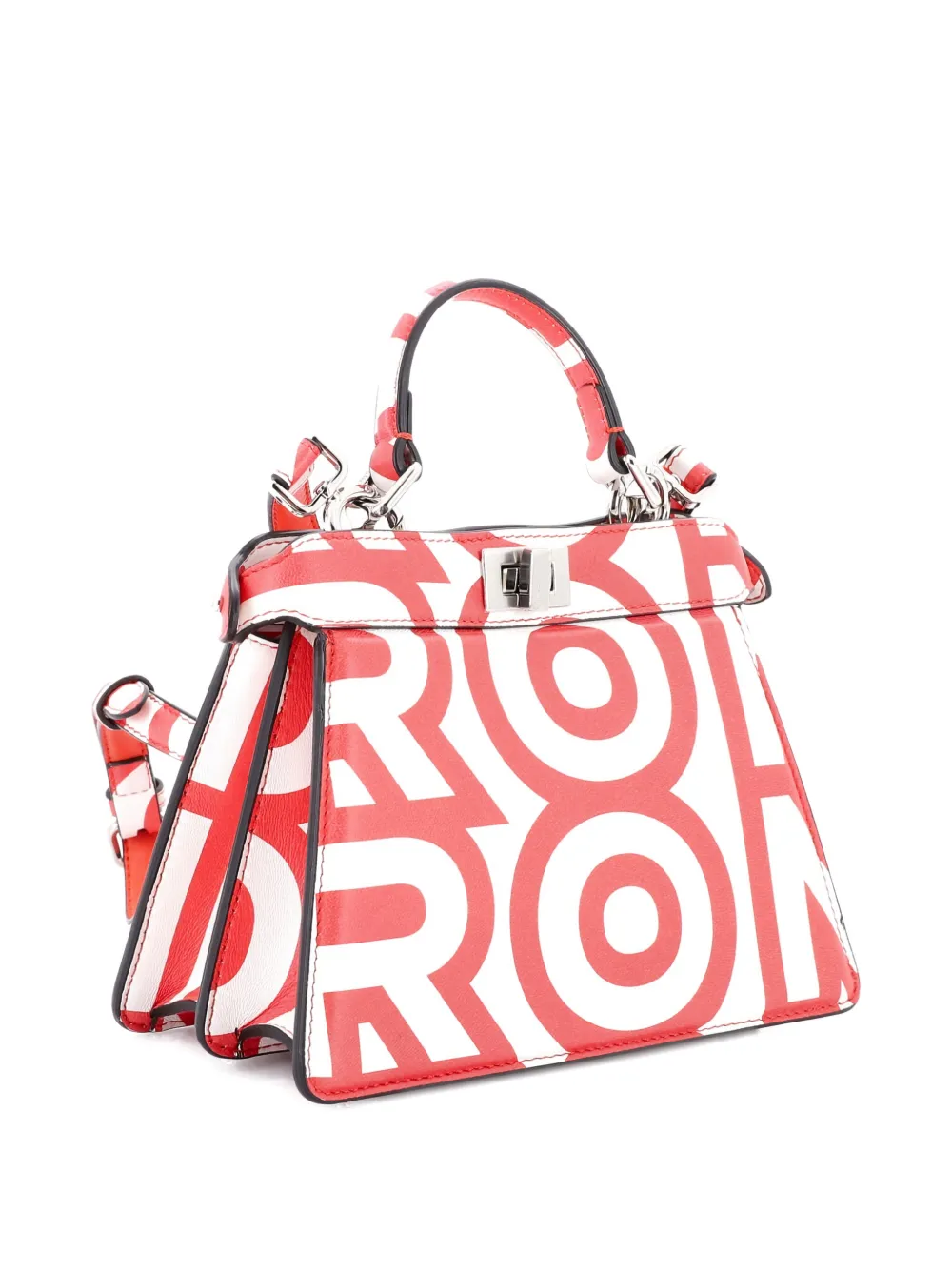 FENDI Pre-owned X Marc Jacobs Peekaboo Iseeu Bag Printed Leather Petite Satchel In Red