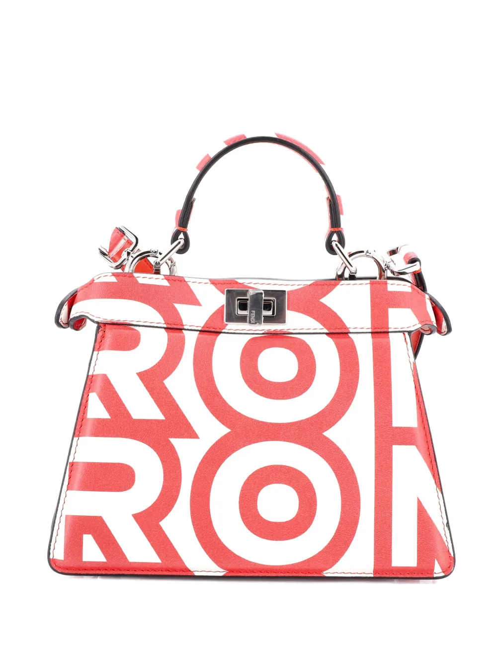 Pre-owned Fendi X Marc Jacobs Peekaboo Iseeu Bag Printed Leather Petite Satchel In Red