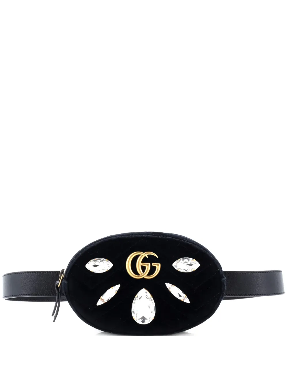 Gucci Pre-Owned GG Marmont Embellished Matelasse Velvet belt bag - Nero