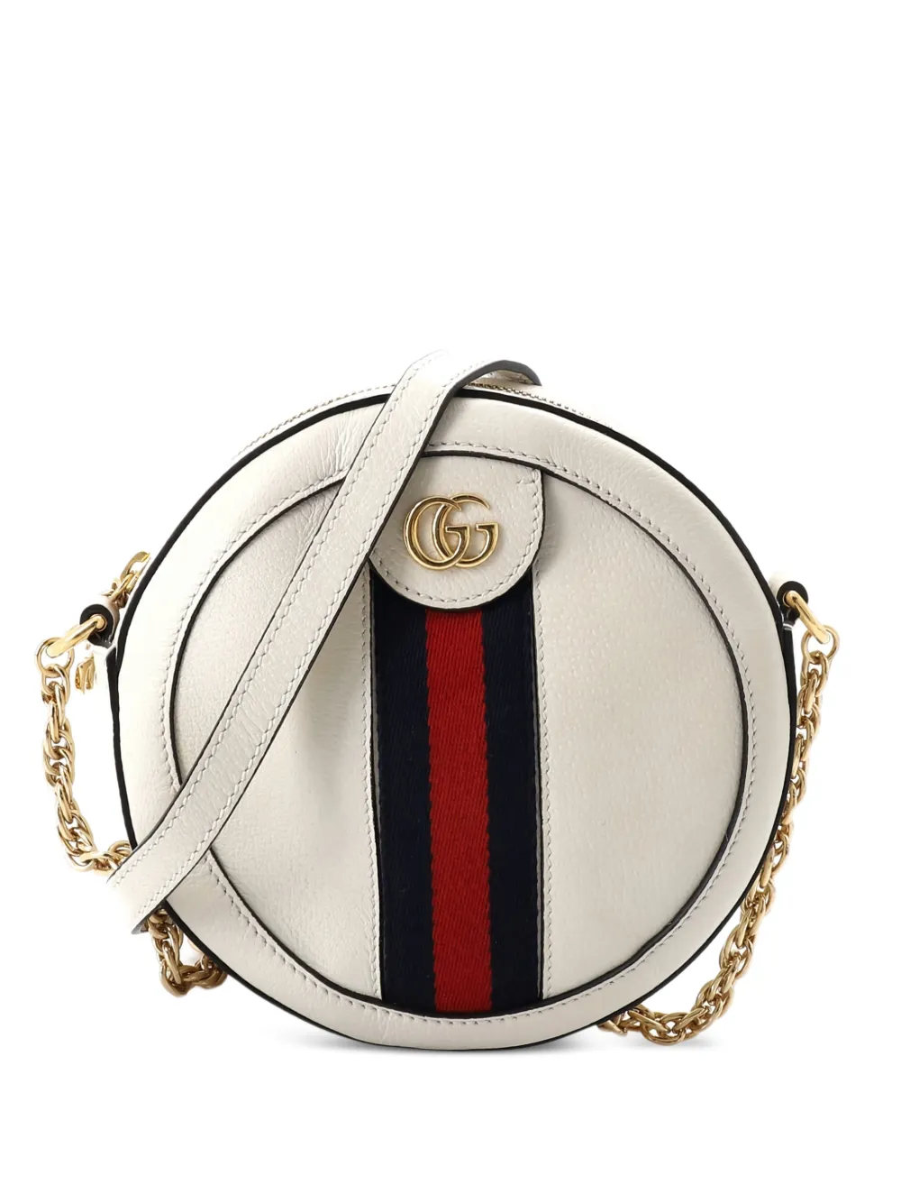 Gucci Pre-Owned Ophidia Round Shoulder Bag Leather Mini crossbody bag – White