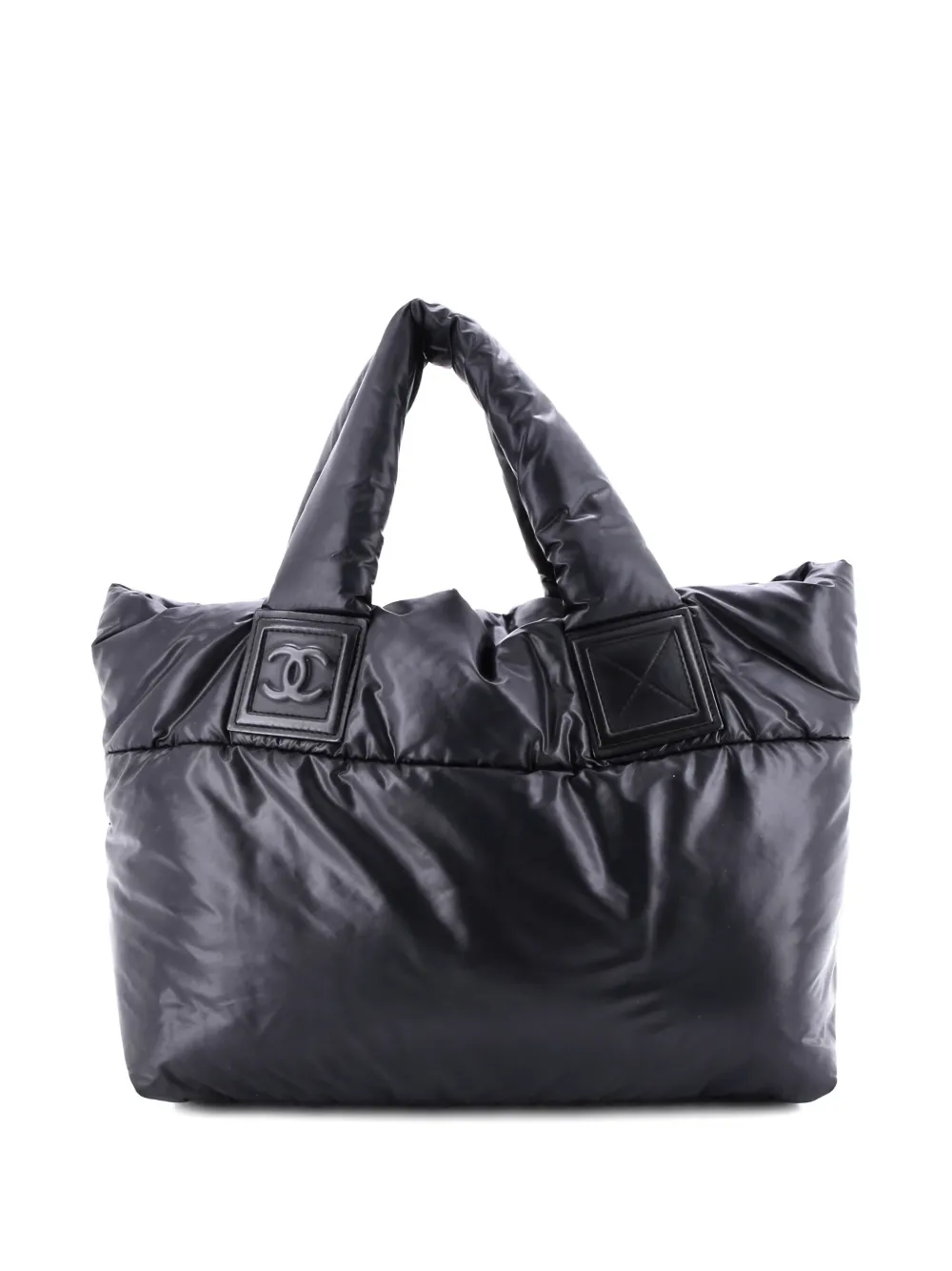 Pre-owned Chanel Coco Cocoon Reversible Quilted Nylon Small Tote Bag In Black