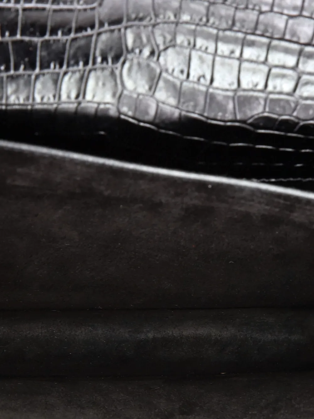 Pre-owned Saint Laurent Sunset Crocodile Embossed Leather Medium Crossbody Bag In Black