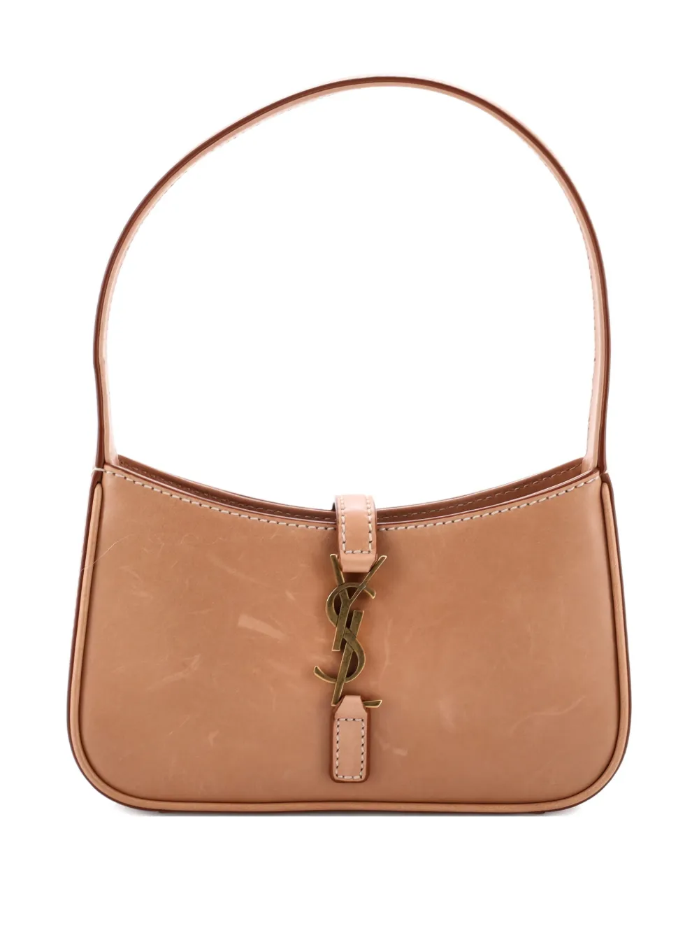 Pre-owned Saint Laurent Le 5 A 7 Hobo Leather Mini Shoulder Bag In Brown