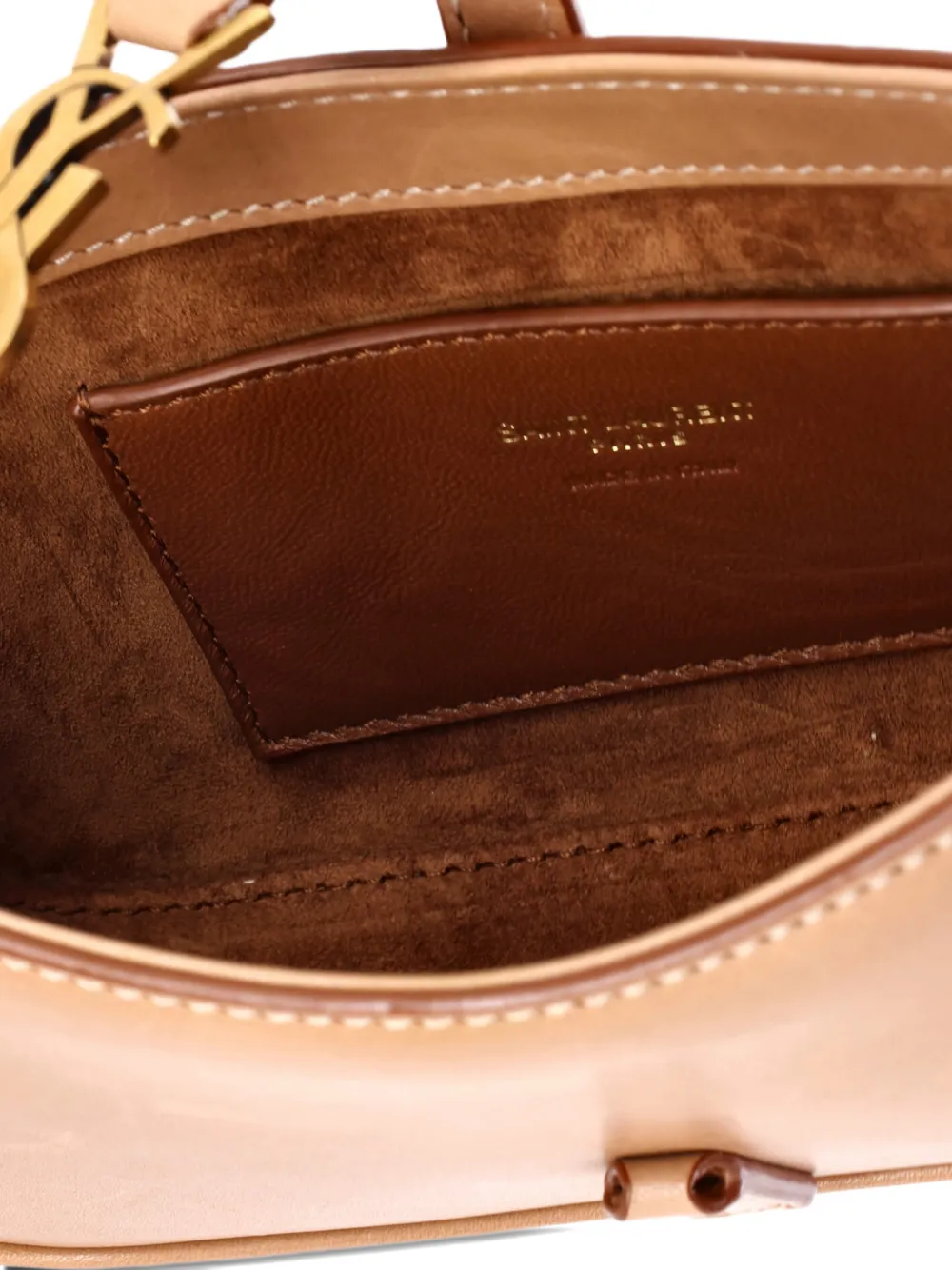 Pre-owned Saint Laurent Le 5 A 7 Hobo Leather Mini Shoulder Bag In Brown