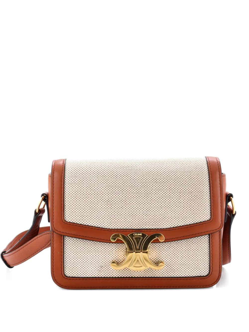 Celine Pre-Owned Triomphe Shoulder Bag Canvas with Leather Teen crossbody bag - Marrone