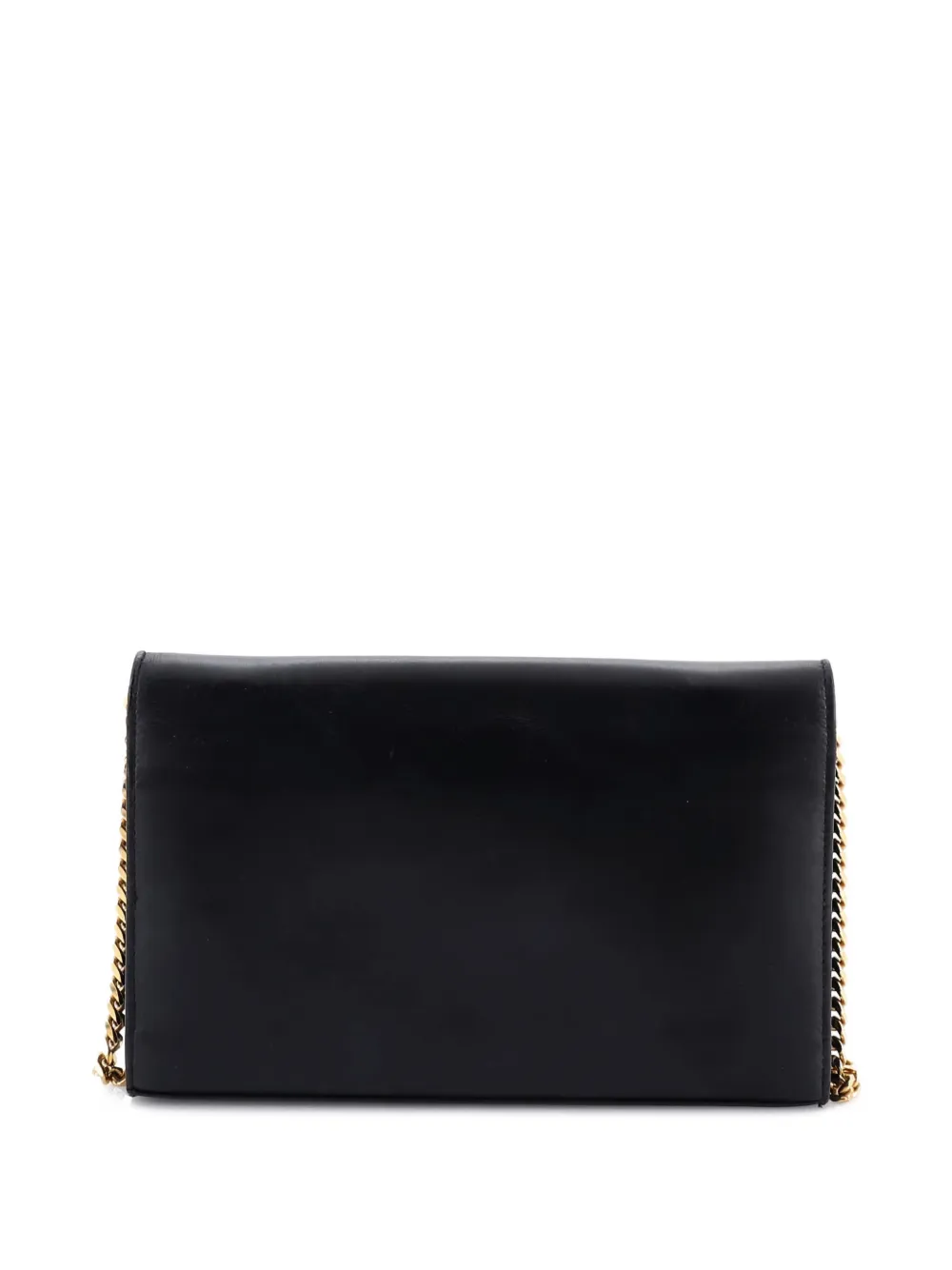 Pre-owned Saint Laurent Classic Monogram Wallet On Chain Leather Small Crossbody Bag In Black