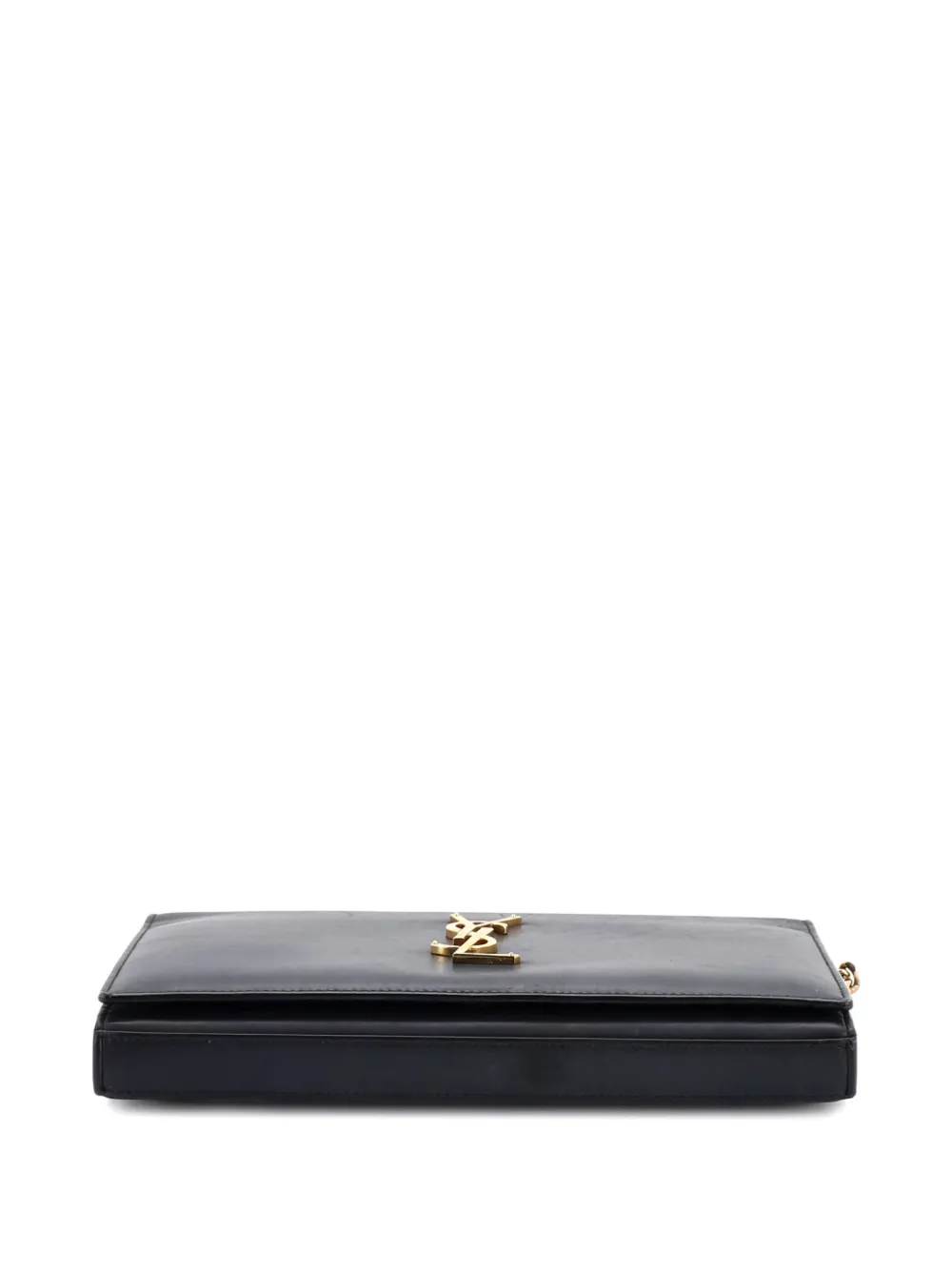 Pre-owned Saint Laurent Classic Monogram Wallet On Chain Leather Small Crossbody Bag In Black